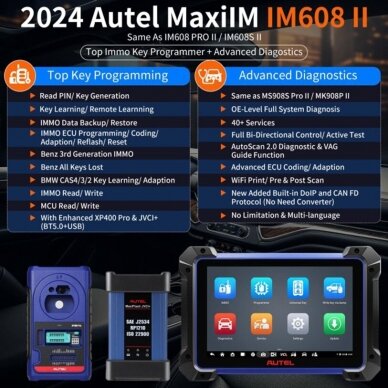 2024 Autel MaxiIM IM608 PRO II su XP400, APB112 ir G-BOX3 skirtas diagnostikai ir raktų programavimui 11