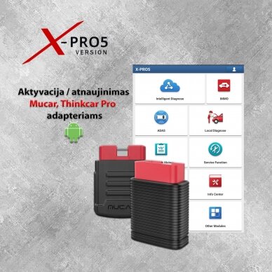 X-PRO5 pilna aktyvacija skirta Mucar arba Thinkcar adapteriui