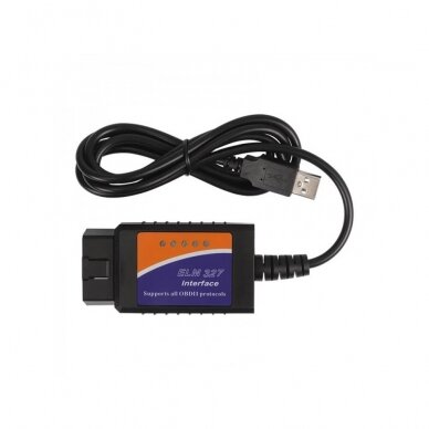 ELM327 USB palaiko visus OBD-II protokolus ir didelį kiekį specializuotų diagnostikos programų.