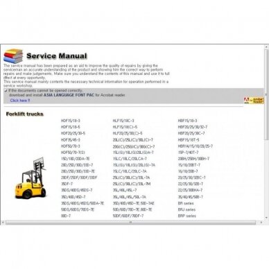 HYUNDAI FORKLIFT TRUCKS SERVICE MANUALS programinė įranga